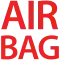 Red capital letters spelling AIR BAG on a gray background.