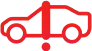 Red outline icon of a car with a vertical wrench in the center, symbolizing car repair or auto maintenance services.