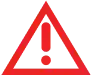 A red triangular warning sign with an exclamation mark in the center, indicating caution or alert.