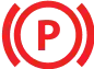 Red letter P in the center of a circle, with two sets of curved lines on each side, resembling a parking or park symbol. The background is transparent.