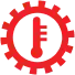 A red gear icon with an exclamation mark inside it, symbolizing a warning or error related to settings or technical issues.