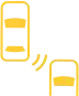 A yellow and gray pixelated design on a black background, with two rectangular shapes, one larger and one smaller, partially overlapping at the corners.