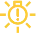 A pixelated yellow sun with a circular center and eight short rays, set against a transparent background.