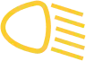 A simple yellow magnifying glass icon with diagonal lines extending from the handle, suggesting movement or focus. The background is transparent.
