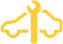 A stylized yellow and gray graphic resembling a bee viewed from above, with simplified wings and body outlined in bold lines.