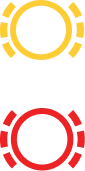 Two gear-shaped rings: the top one is yellow with rounded teeth, and the bottom one is red with rounded teeth. Both are shown on a transparent background and do not interlock.
