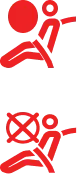 Red pictograms of a person running at the top and a person fencing with a sword at the bottom, both representing Olympic sports, on a transparent background.